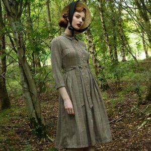 Lindy Bop Charlotte Rustic Check Shirt Dress Size US 12 UK 16 NWOT